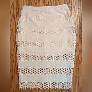 Pink lace pencil skirt